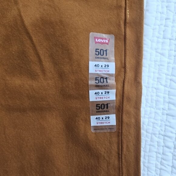 Levi's 501 Original Jeans Men's 40x29 Stretch Rust Brown Button Fly NWT Classic - Picture 13 of 16